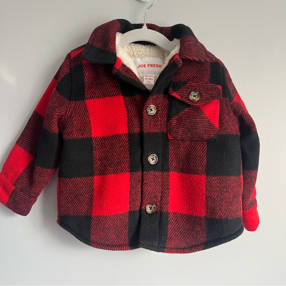 NWOT Joe Fresh Red and Black Buffalo Plaid Baby Jacket